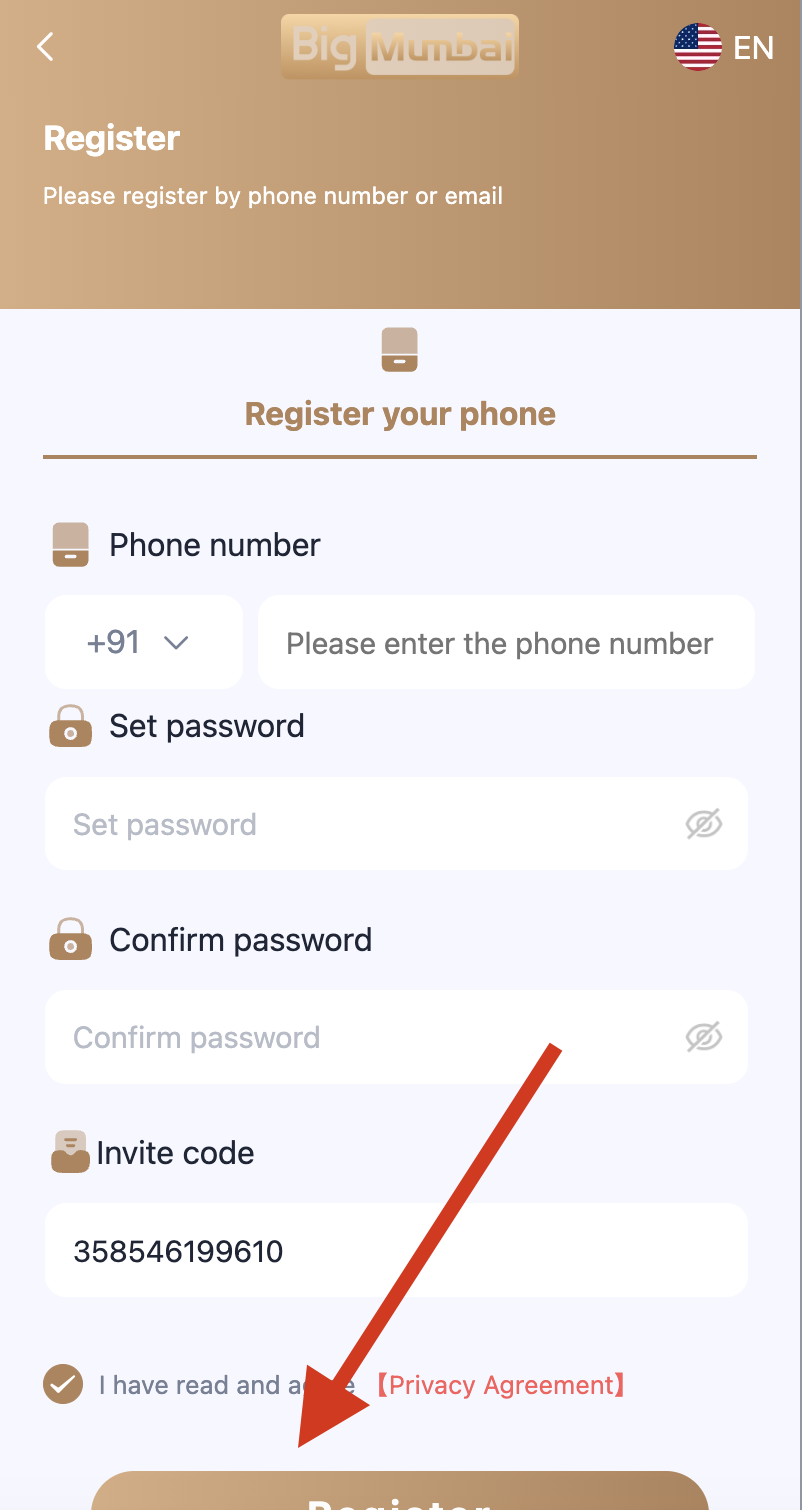 Click the register button